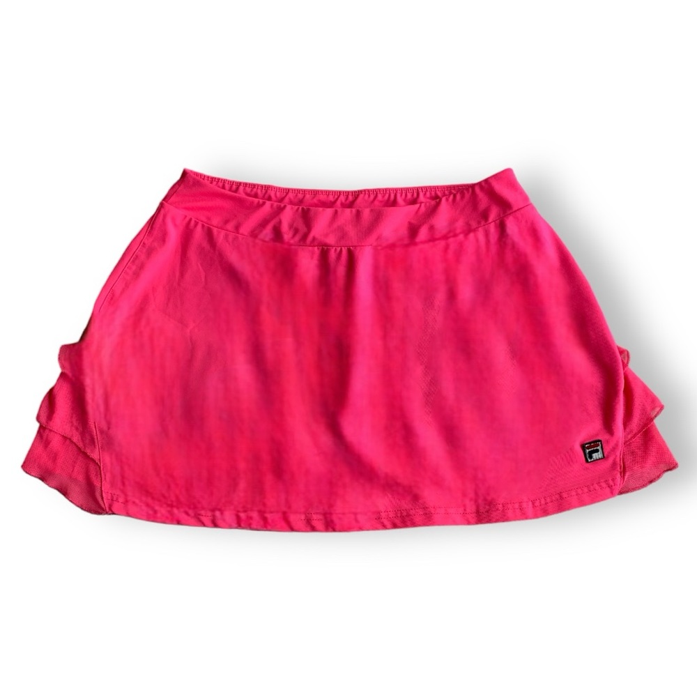 FILA BRIGHT CORAL BACK RUFFLED TENNIS PICKLEBALL GOLF SKIRT. WOMEN’S SIZE LARGE
